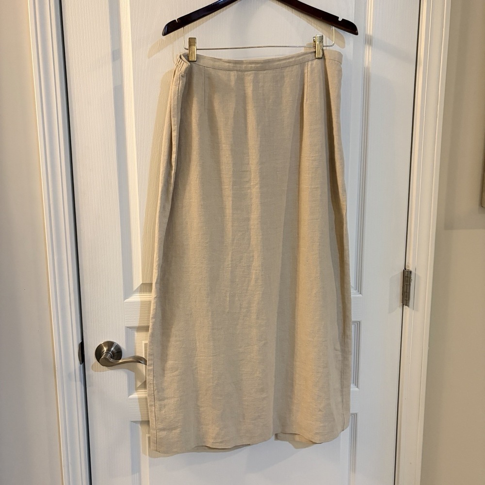 Linen Skirt 14 Khaki Color